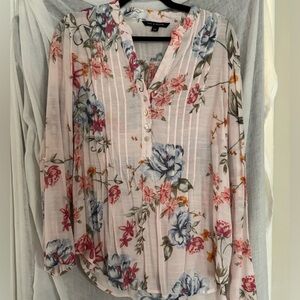Like new Zac Posen / Rachel Zoe Floral Pink Blouse. Size L